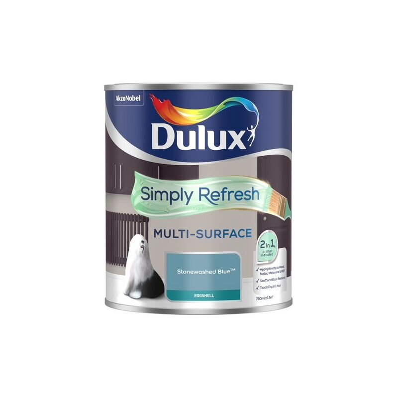 Dulux Simply Refresh Multi-Surface Eggshell Paint - Stonewashed Blue - 750ml