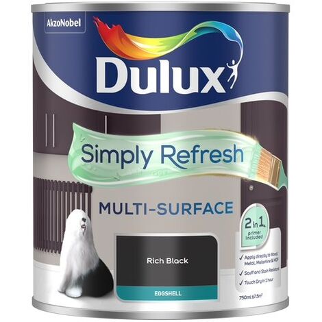 Dulux Simply Refresh Multi-Surface Eggshell Paint - Rich Black - 750ml
