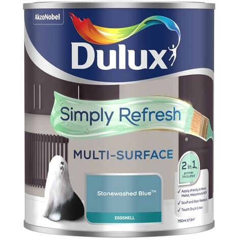 Dulux Simply Refresh Multi-Surface Eggshell Paint - Stonewashed Blue - 750ml