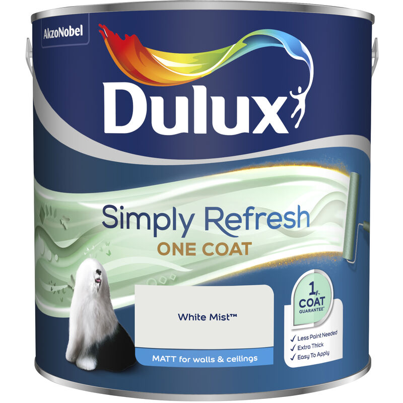 Dulux Retail - Dulux Simply Refresh One Coat Matt Emulsion Paint - 2.5L - White Mist - White Mist