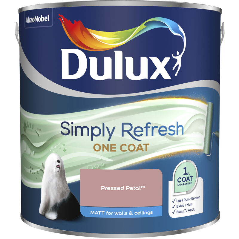 Dulux Retail - Dulux Simply Refresh One Coat Matt Emulsion Paint - 2.5L - Pressed Petal - Pressed Petal