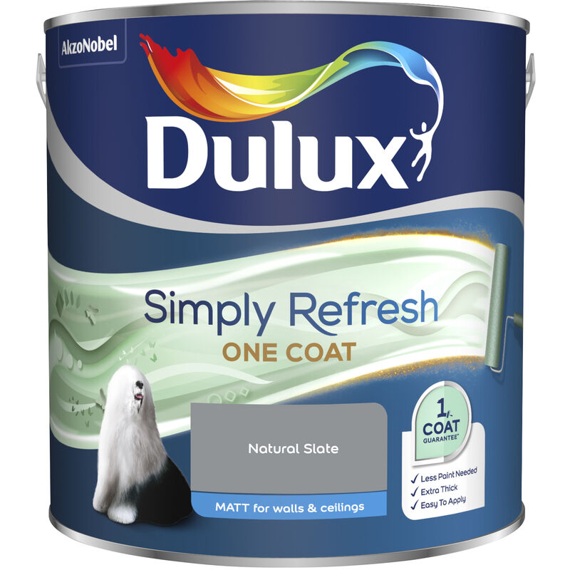 Dulux Retail - Dulux Simply Refresh One Coat Matt Emulsion Paint - 2.5L - Natural Slate - Natural Slate