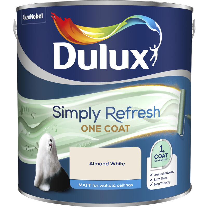 Dulux Retail - Dulux Simply Refresh One Coat Matt Emulsion Paint - 2.5L - Almond White - Almond White