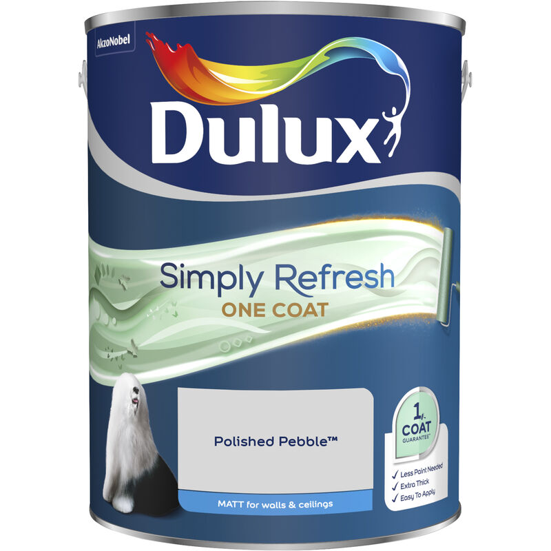 Dulux Retail - Dulux Simply Refresh One Coat Matt Emulsion Paint - 5L - Polished Pebble - Polished Pebble