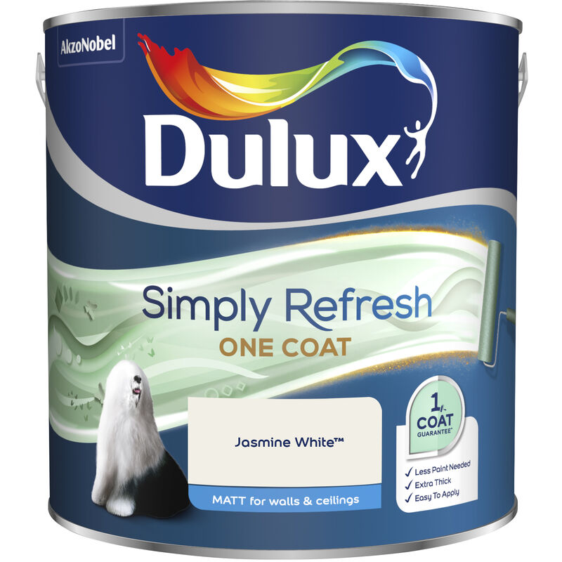 Dulux Retail - Dulux Simply Refresh One Coat Matt Emulsion Paint - 2.5L - Jasmine White - Jasmine White