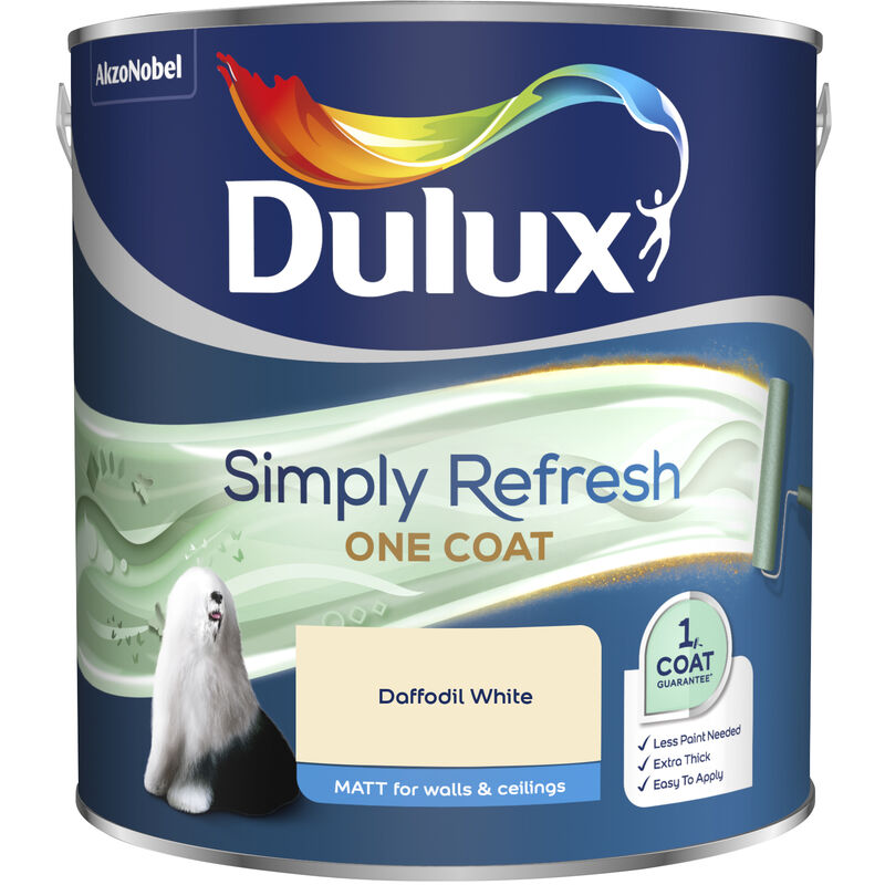 Dulux Retail - Dulux Simply Refresh One Coat Matt Emulsion Paint - 2.5L - Daffodil White - Daffodil White