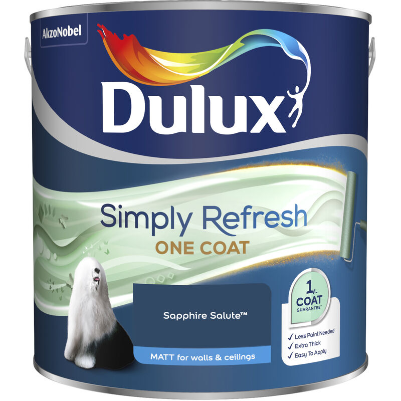 Dulux Retail - Dulux Simply Refresh One Coat Matt Emulsion Paint - 2.5L - Sapphire Salute - Sapphire Salute