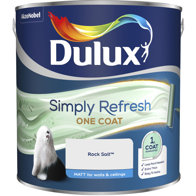 Dulux Retail - Dulux Simply Refresh One Coat Matt Emulsion Paint - 2.5L - Rock Salt - Rock Salt