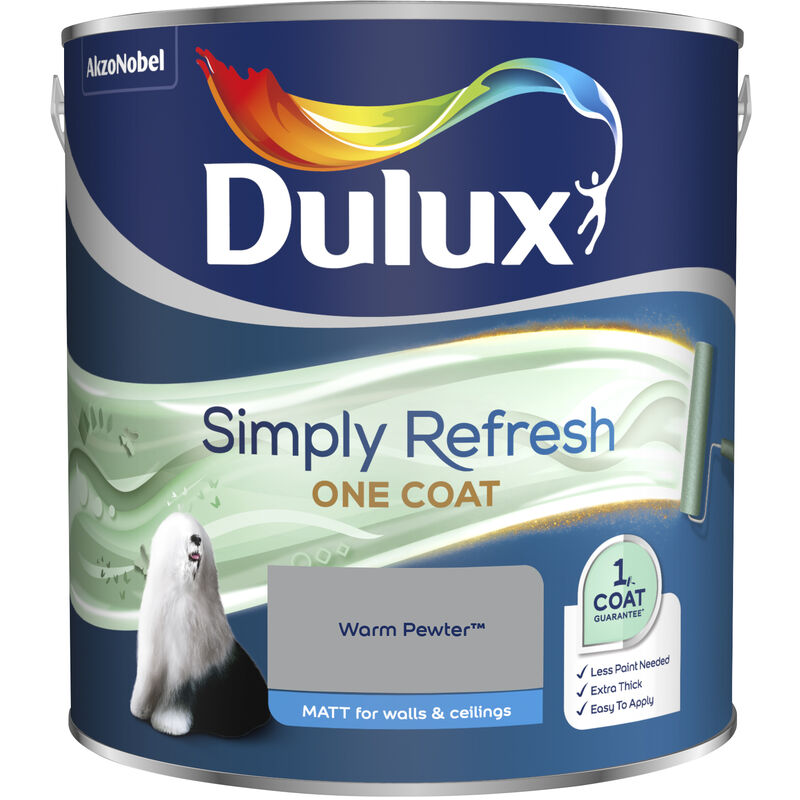 Dulux Retail - Dulux Simply Refresh One Coat Matt Emulsion Paint - 2.5L - Warm Pewter - Warm Pewter