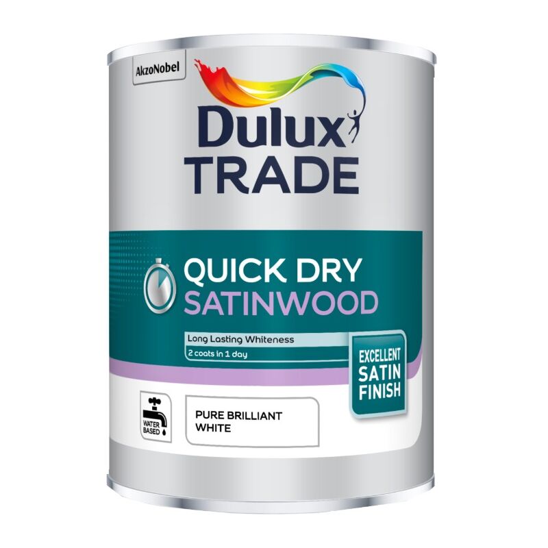 Trade Quick Dry Satinwood - Pure Brilliant White - 2.5 Litres - Pure Brilliant White - Dulux