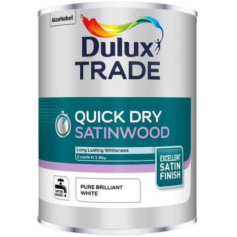 Dulux Trade Quick Dry Satinwood - Pure Brilliant White - 1L / 2.5L / 5 Litres