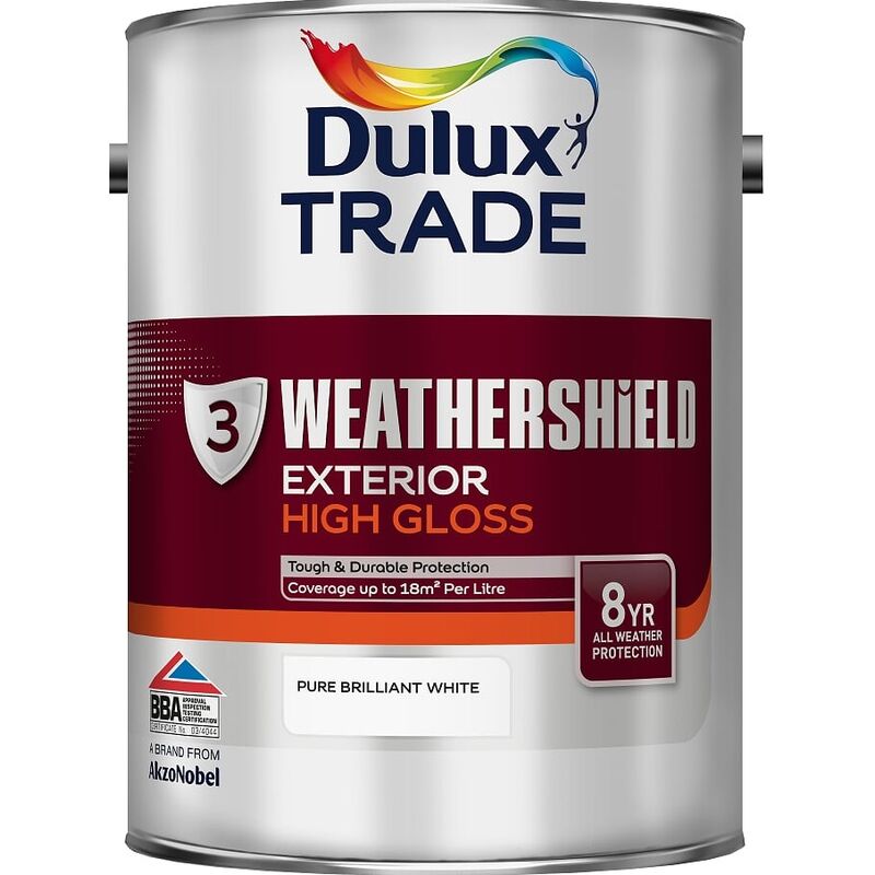 Dulux Valentine - Dulux Trade Weathershield Gloss Pure Brilliant White 5L