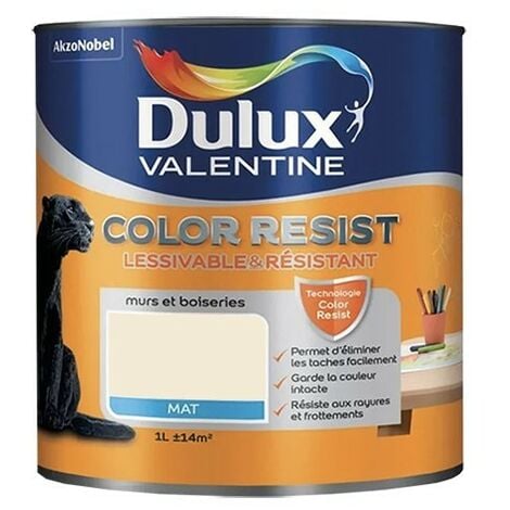 Dulux Valentine Peinture acrylique Color Resist Blanc Platine Mat 1 L - Blanc Platine