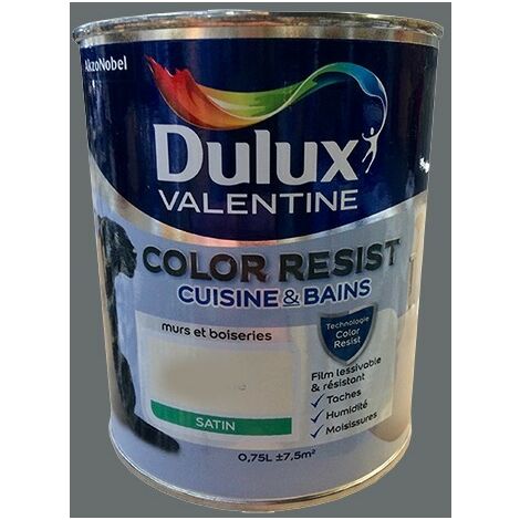 Dulux Valentine – Peinture acrylique ultra résistante Cuisine & Bain 0,75 L – Résistance aux taches, humidité et moisissure – Couleur anthracite