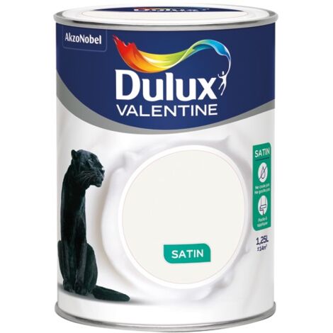 Dulux Valentine – Peinture blanche satin 1.25L – Temps de séchage 30 min – Émissions A+ – Fort pouvoir couvrant pour murs et plafonds