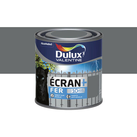 Dulux Valentine – Peinture écran fer anthracite 0,25 L – Finition brillante – Application directe sur rouille – Protection anti-UV et intempéries