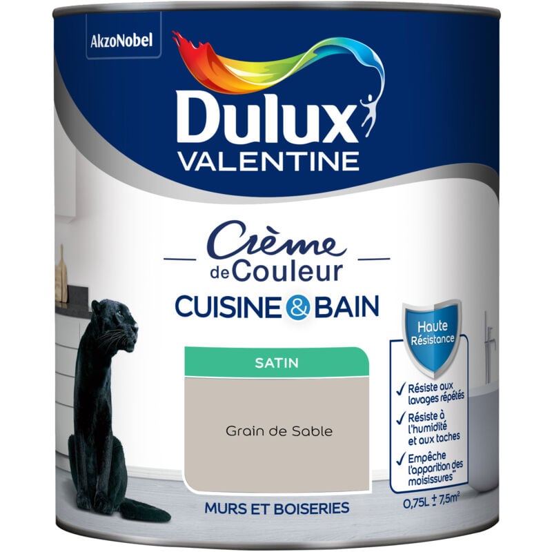 Peinture Intérieure Crème de Couleur Cuisine et Salle de bain - Satin Grain de Sable 0,75 l - Dulux Valentine
