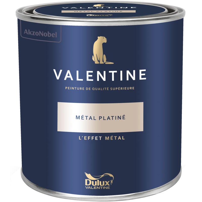 Peinture intérieure de haute qualité - Valentine - Couleur intense & pouvoir couvrant élevé - Mat Velouté Métal Platiné 1 l - Dulux Valentine