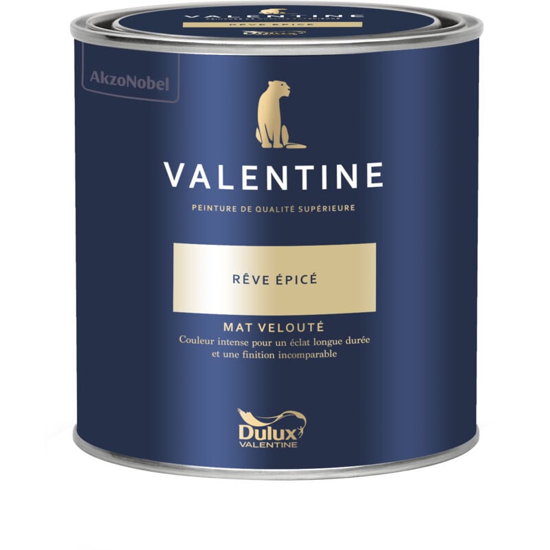 Peinture intérieure de haute qualité - Valentine - Couleur intense & pouvoir couvrant élevé - Mat Velouté Rêve Épicé 0,5 l - Dulux Valentine