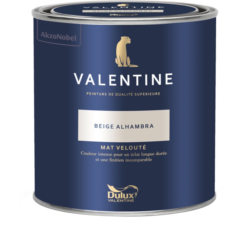 Peinture intérieure de haute qualité - Valentine - Couleur intense & pouvoir couvrant élevé - Mat Velouté Beige Alhambra 0,5 l - Dulux Valentine