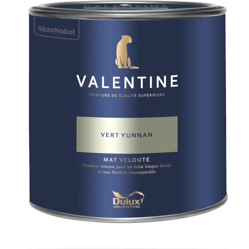 Dulux Valentine Peinture intérieure de haute qualité - Valentine - Couleur intense & pouvoir couvrant élevé - Mat Velouté Vert Yunnan 2 L