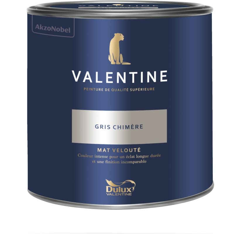 Peinture intérieure de haute qualité - Valentine - Couleur intense & pouvoir couvrant élevé - Mat Velouté Gris Chimère 2 l - Dulux Valentine
