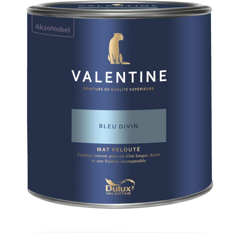 Peinture intérieure de haute qualité - Valentine - Couleur intense & pouvoir couvrant élevé - Mat Velouté Bleu Divin 2 l - Dulux Valentine