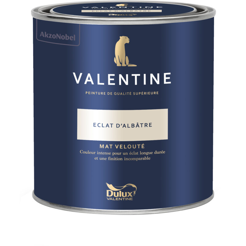 Peinture intérieure de haute qualité - Valentine - Couleur intense & pouvoir couvrant élevé - Mat Velouté Éclat d'Albâtre 0,5 l - Dulux Valentine
