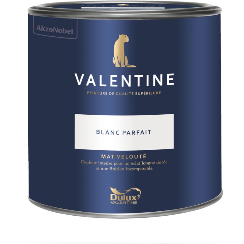 Peinture intérieure de haute qualité - Valentine - Couleur intense & pouvoir couvrant élevé - Mat Velouté Blanc Parfait 2 l - Dulux Valentine