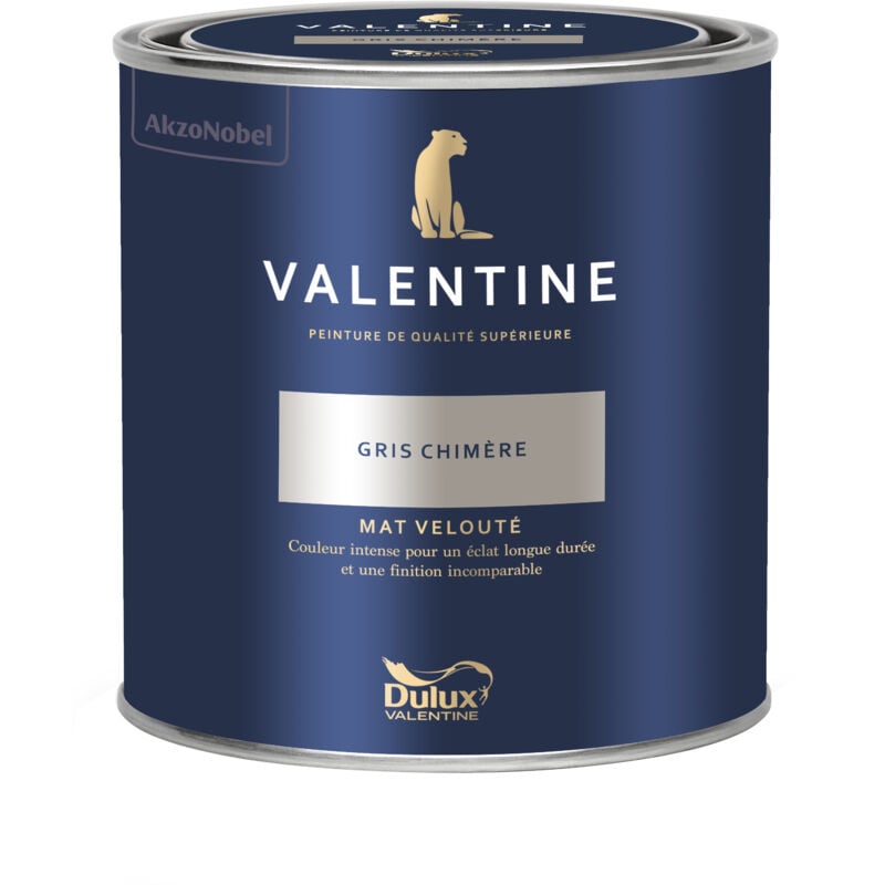 Peinture intérieure de haute qualité - Valentine - Couleur intense & pouvoir couvrant élevé - Mat Velouté Gris Chimère 0,5 l - Dulux Valentine