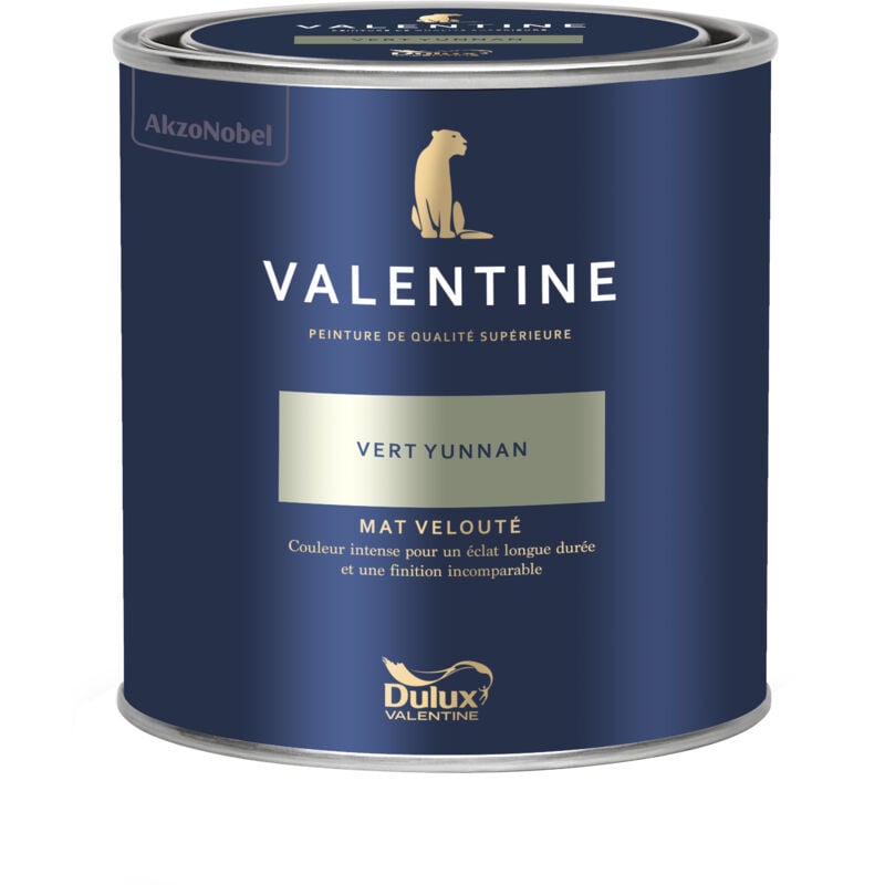 Peinture intérieure de haute qualité - Valentine - Couleur intense & pouvoir couvrant élevé - Mat Velouté Vert Yunnan 0,5 l - Dulux Valentine