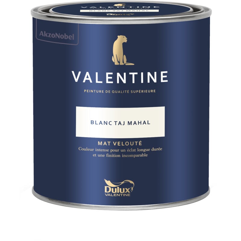 Peinture intérieure de haute qualité - Valentine - Couleur intense & pouvoir couvrant élevé - Mat Velouté Blanc Taj Mahal 0,5 l - Dulux Valentine