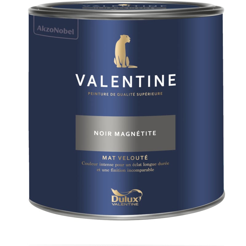 Peinture intérieure de haute qualité - Valentine - Couleur intense & pouvoir couvrant élevé - Mat Velouté Noir Magnétite 2 l - Dulux Valentine