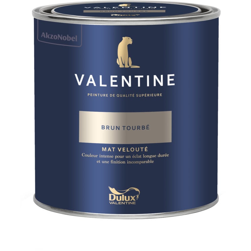 Peinture intérieure de haute qualité - Valentine - Couleur intense & pouvoir couvrant élevé - Mat Velouté Brun Tourbé 0,5 l - Dulux Valentine