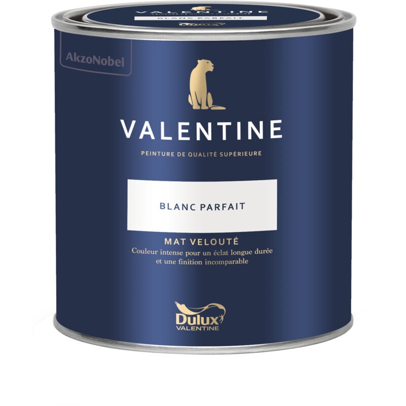 Peinture intérieure de haute qualité - Valentine - Couleur intense & pouvoir couvrant élevé - Mat Velouté Blanc Parfait 0,5 l - Dulux Valentine
