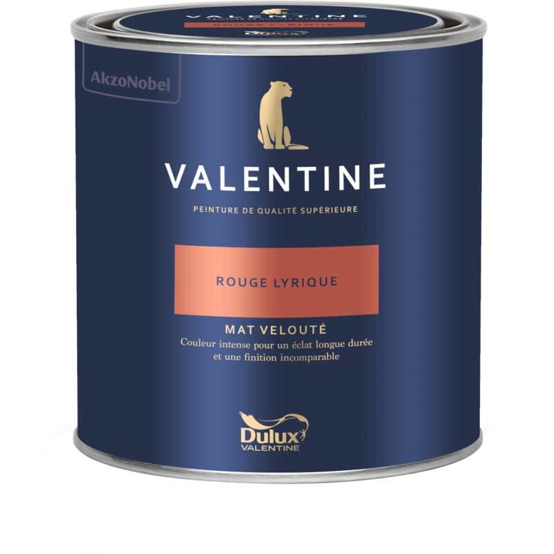 Peinture intérieure de haute qualité - Valentine - Couleur intense & pouvoir couvrant élevé - Mat Velouté Rouge Lyrique 0,5 l - Dulux Valentine