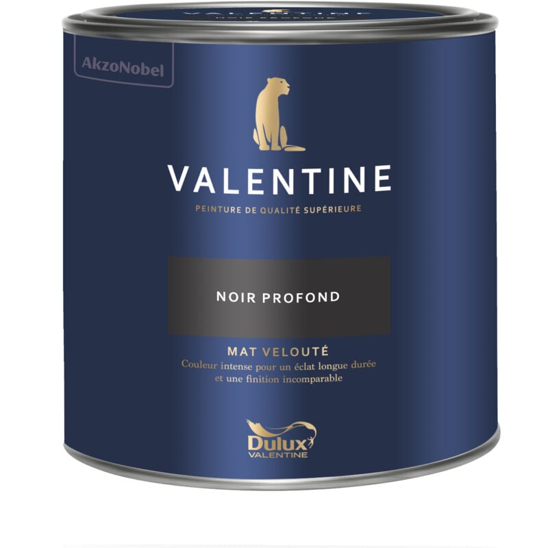 Dulux Valentine Peinture intérieure de haute qualité - Valentine - Couleur intense & pouvoir couvrant élevé - Mat Velouté Noir Profond 2 L
