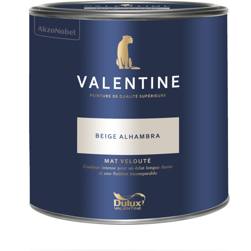 Peinture intérieure de haute qualité - Valentine - Couleur intense & pouvoir couvrant élevé - Mat Velouté Beige Alhambra 2 l - Dulux Valentine