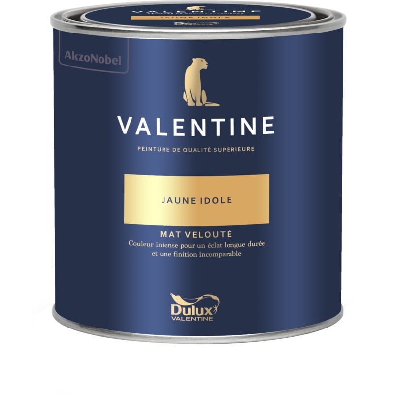 Peinture intérieure de haute qualité - Valentine - Couleur intense & pouvoir couvrant élevé - Mat Velouté Jaune Idole 0,5 l - Dulux Valentine