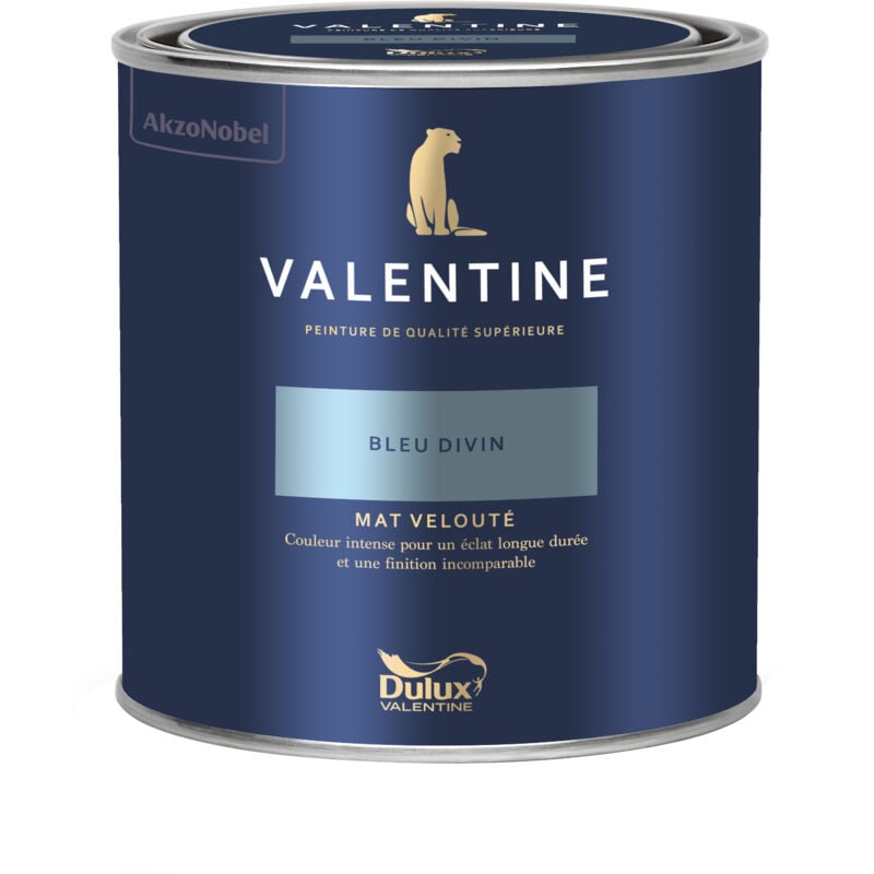 Peinture intérieure de haute qualité - Valentine - Couleur intense & pouvoir couvrant élevé - Mat Velouté Bleu Divin 0,5 l - Dulux Valentine