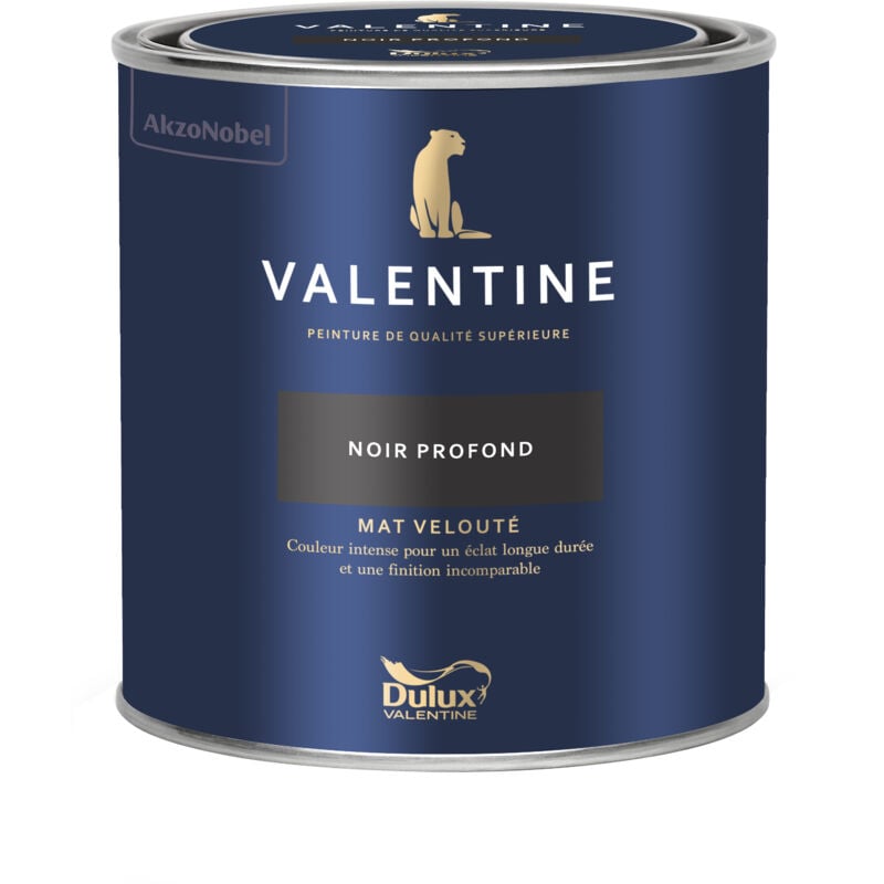 Peinture intérieure de haute qualité - Valentine - Couleur intense & pouvoir couvrant élevé - Mat Velouté Noir Profond 0,5 l - Dulux Valentine