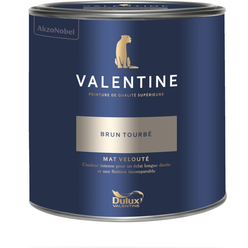 Peinture intérieure de haute qualité - Valentine - Couleur intense & pouvoir couvrant élevé - Mat Velouté Brun Tourbé 2 l - Dulux Valentine