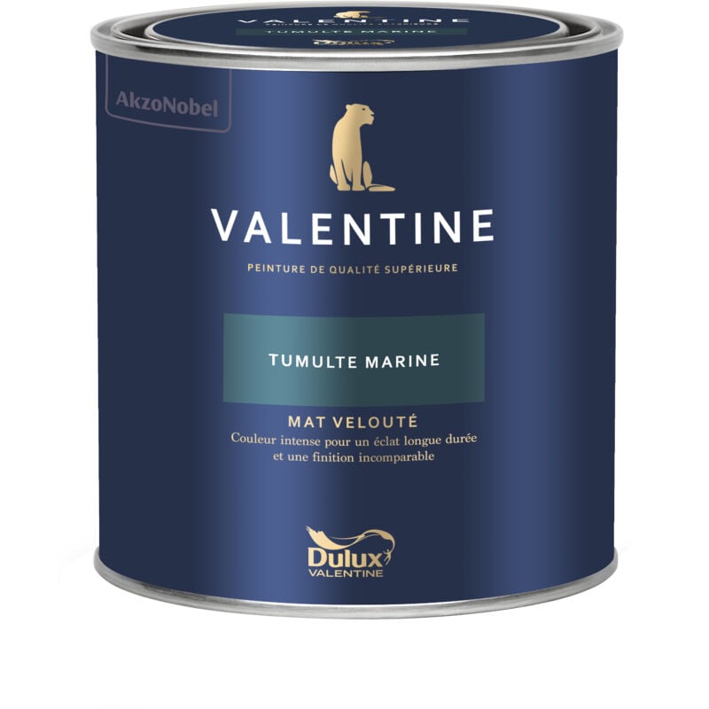 Peinture intérieure de haute qualité - Valentine - Couleur intense & pouvoir couvrant élevé - Mat Velouté Tumulte Marine 0,5 l - Dulux Valentine