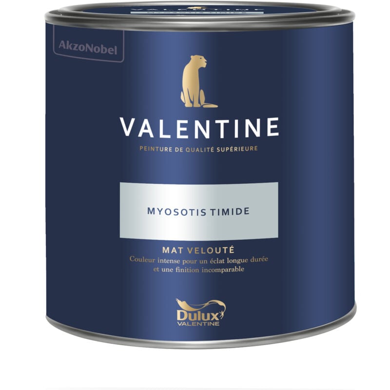 Peinture intérieure de haute qualité - Valentine - Couleur intense & pouvoir couvrant élevé - Mat Velouté Myosotis Timide 2 l - Dulux Valentine