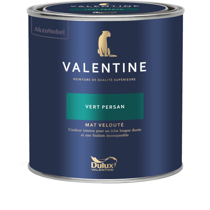 Peinture intérieure de haute qualité - Valentine - Couleur intense & pouvoir couvrant élevé - Mat Velouté Vert Persan 0,5 l - Dulux Valentine