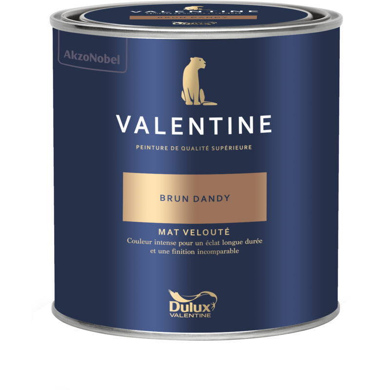 Peinture intérieure de haute qualité - Valentine - Couleur intense & pouvoir couvrant élevé - Mat Velouté Brun Dandy 0,5 l - Dulux Valentine