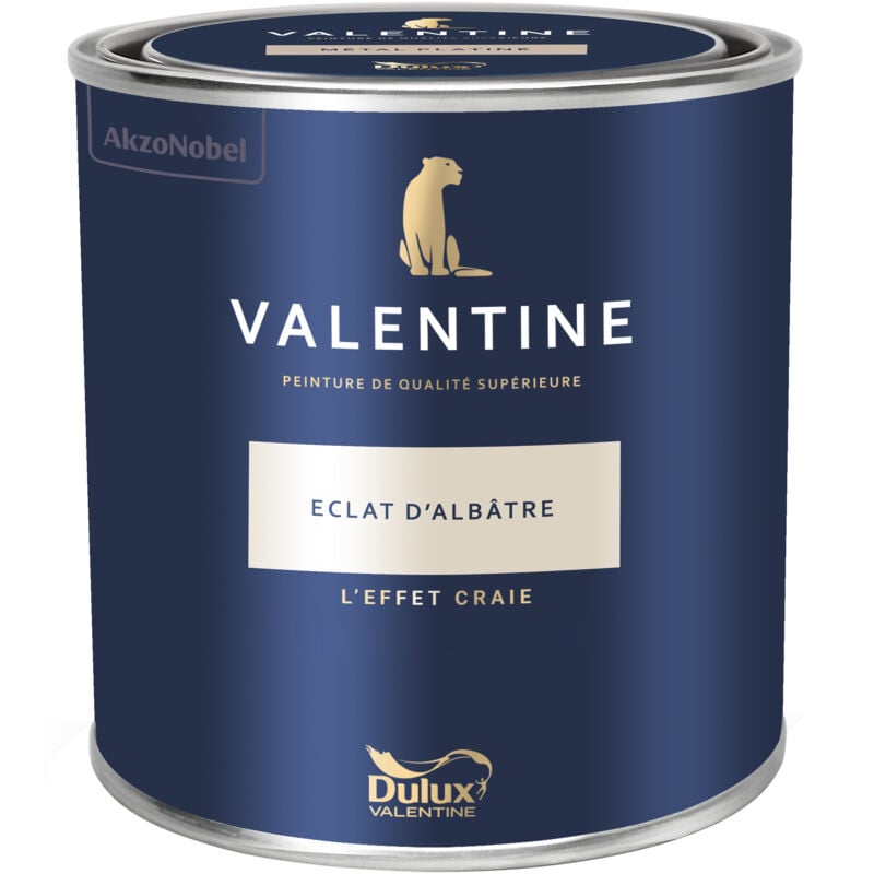 Peinture intérieure de haute qualité - Valentine - Couleur intense & pouvoir couvrant élevé - Mat Velouté Éclat d'Albâtre 1 l - Dulux Valentine