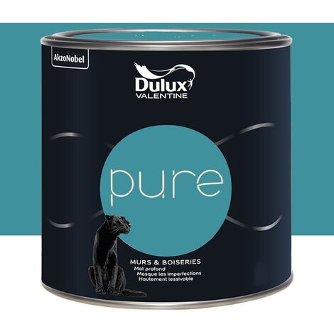 Dulux Valentine – Peinture murale couleur turquoise 0,5 L – Finition mate profonde – Résistance aux chocs – Haute lessivabilité pour murs et boiseries