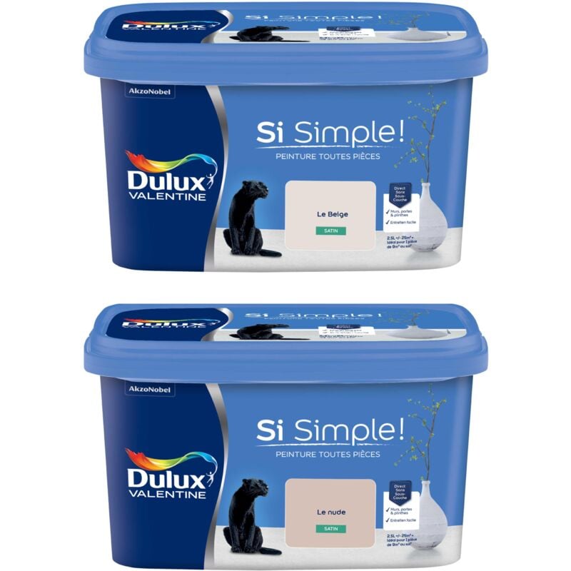 Peinture Si Simple Lot de 2 Peinture Intérieure Toutes Pièces Satin - Peinture Murs et Plafonds, Portes et Plinthes - Couleurs : Le Beige & Le Nude