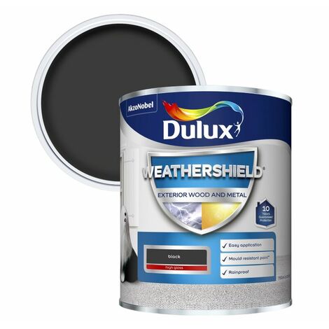 Dulux Weathershield Exterior Gloss Paint - Black - 750ml